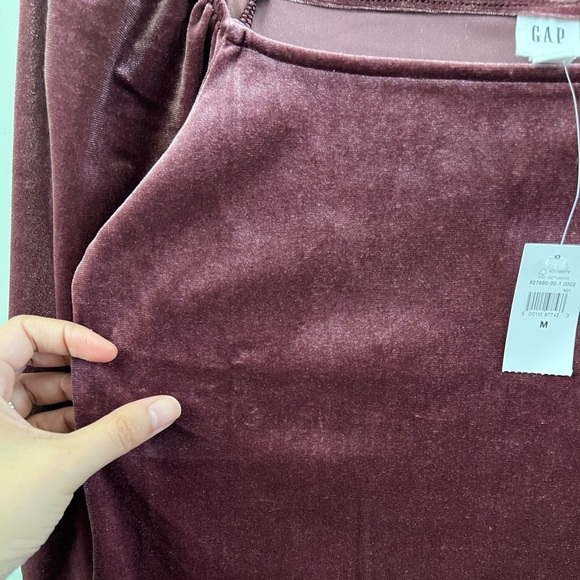 NWT GAP Factory Medium Velour Squareneck Top Burgundy Purple Stretch Vel… - Picture 5 of 13
